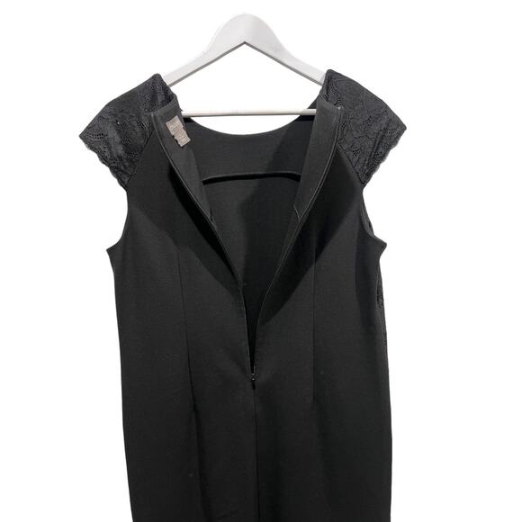 Chicos Size 1/US 8 Black Stretch Sheath Lace Cap Sleeve Knee Length Dress - Picture 8 of 12